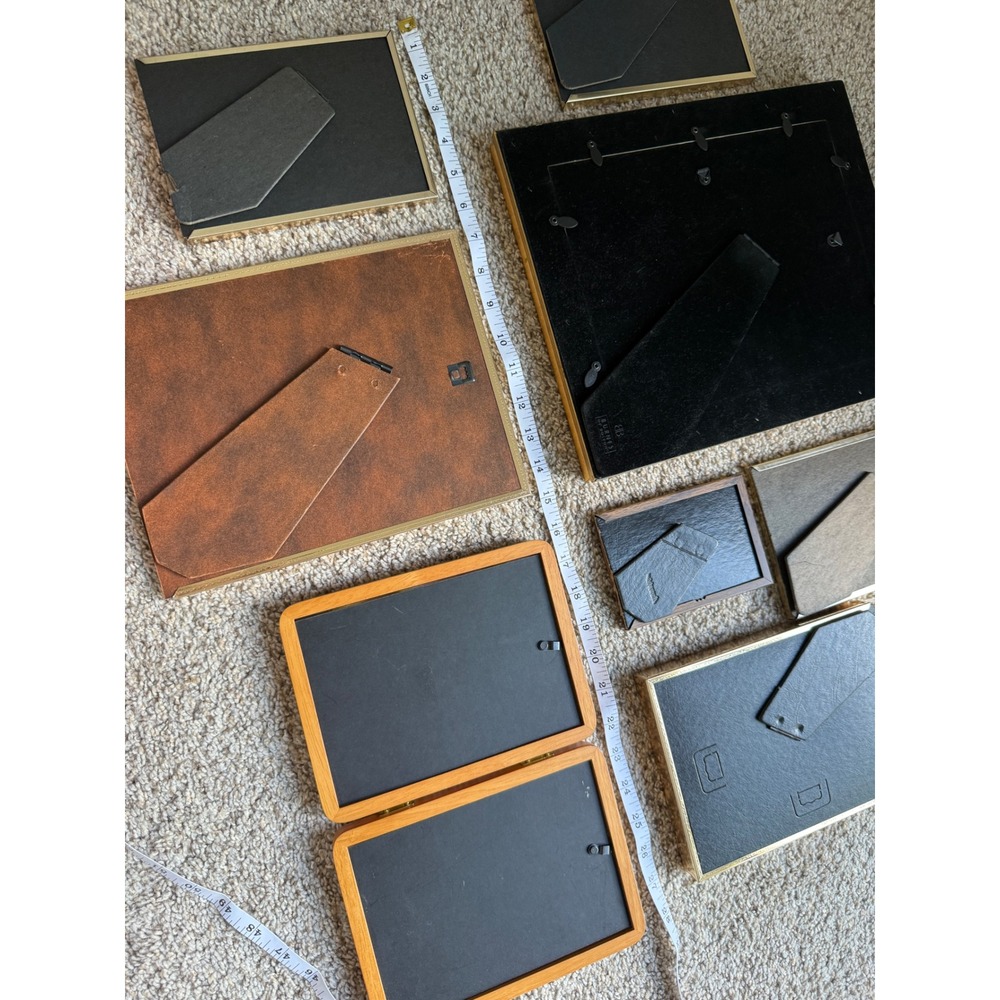 Vintage Mixed Picture Frame Lot 8pc Gold Wood Metal Tabletop Gallery Set - Picture 3 of 9